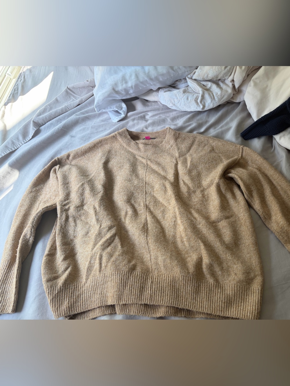 Vince Camuto Crewneck Sweater in Camel Beige